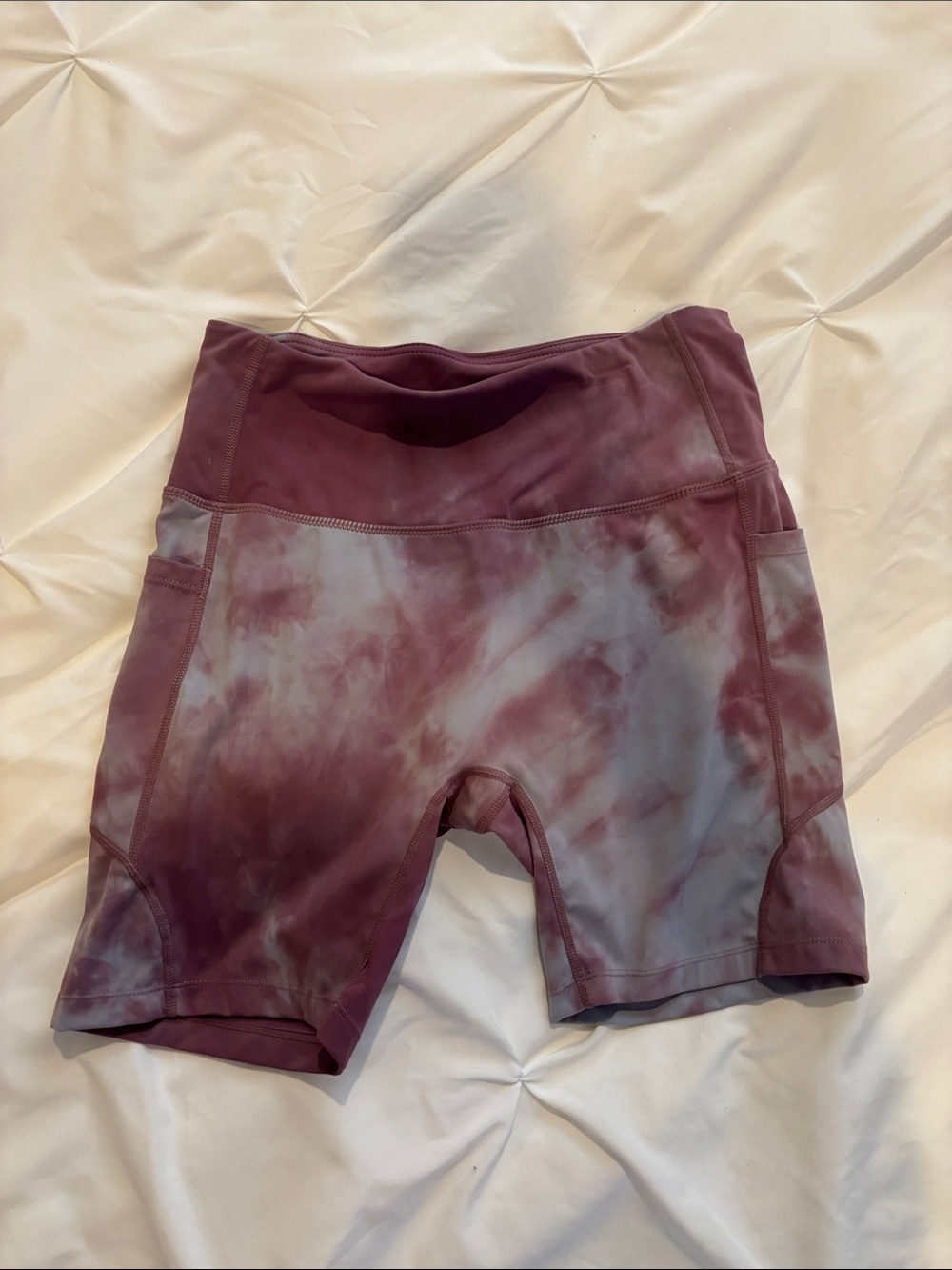 Baleaf Mauve Tie-Dye High-Waist Bike Shorts